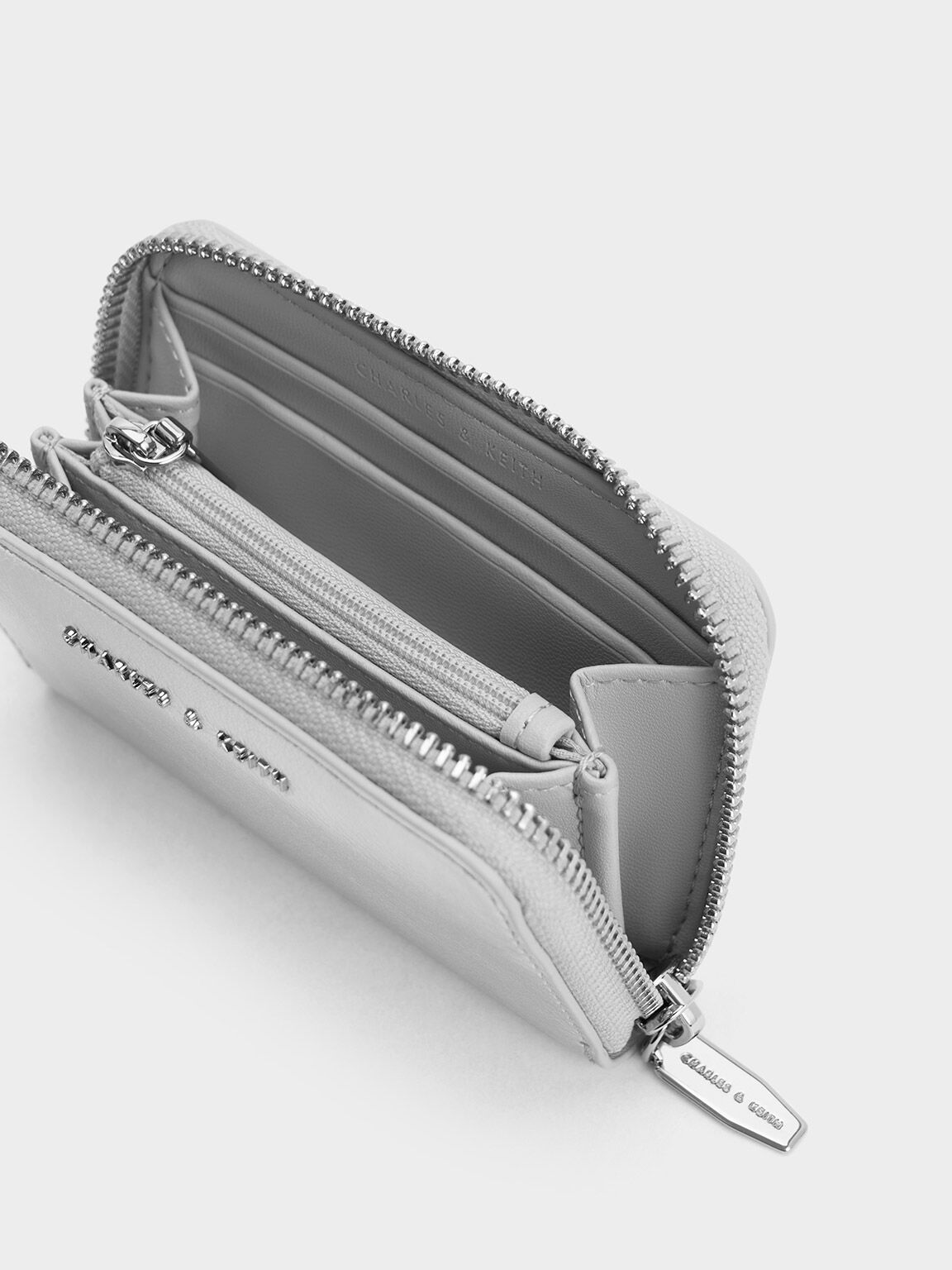 Silver Errya Metallic Zip-Around Wallet - CHARLES & KEITH TH