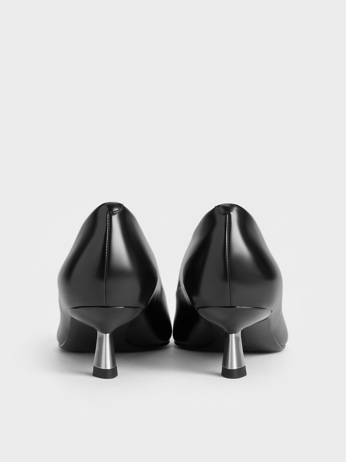 Pointed-Toe Kitten-Heel Pumps, Black Boxed, hi-res