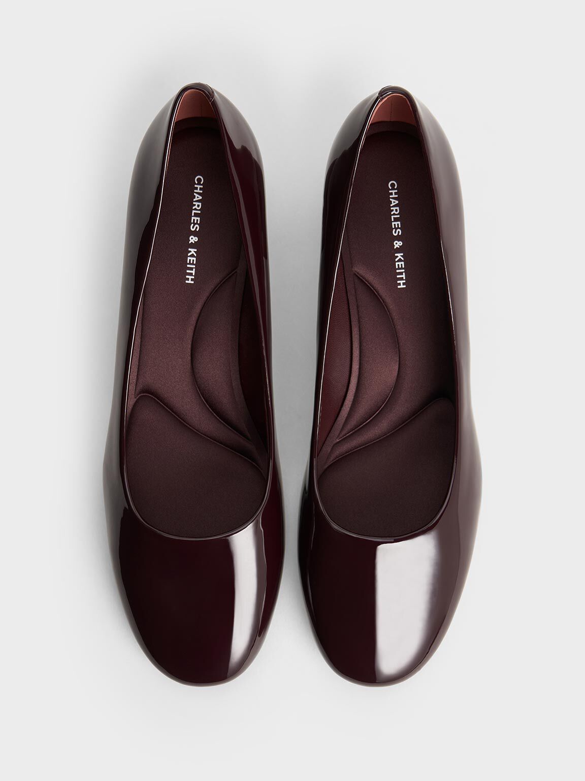 Patent Round-Toe Block-Heel Pumps, Maroon, hi-res