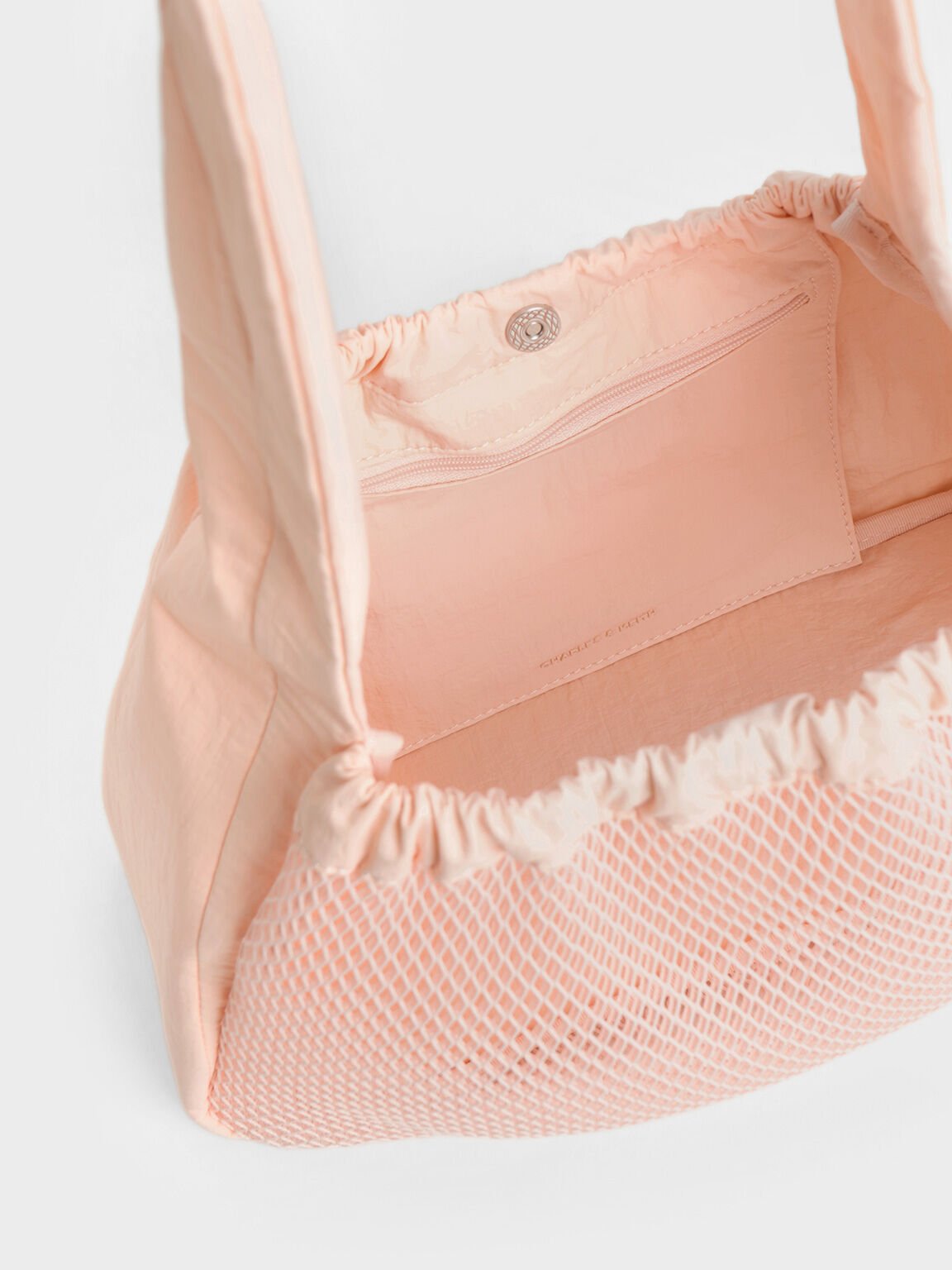 Terra Mesh & Nylon Shoulder Bag, Light Pink, hi-res