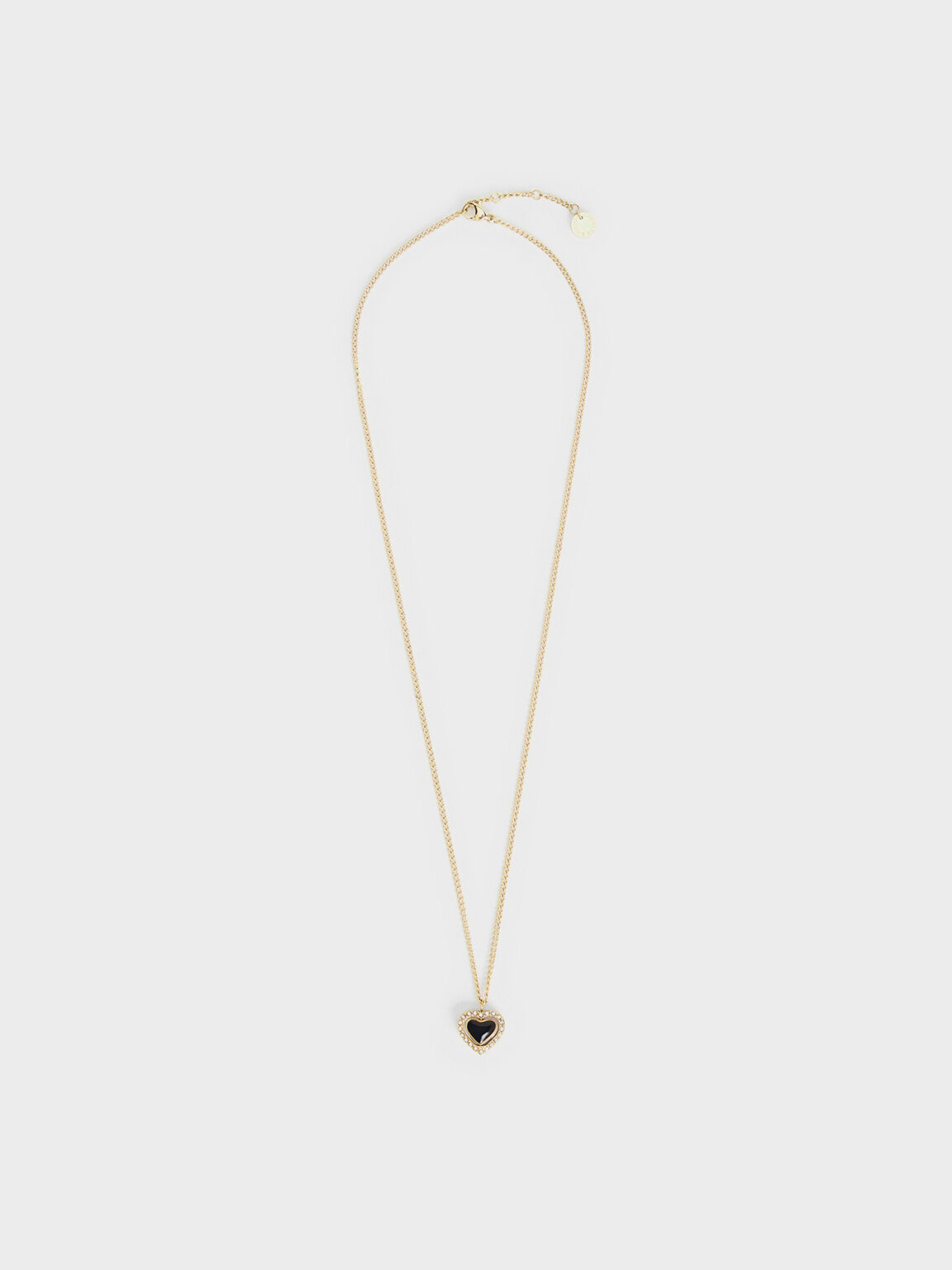 Annalise Crystal Heart-Stone Necklace, Black, hi-res