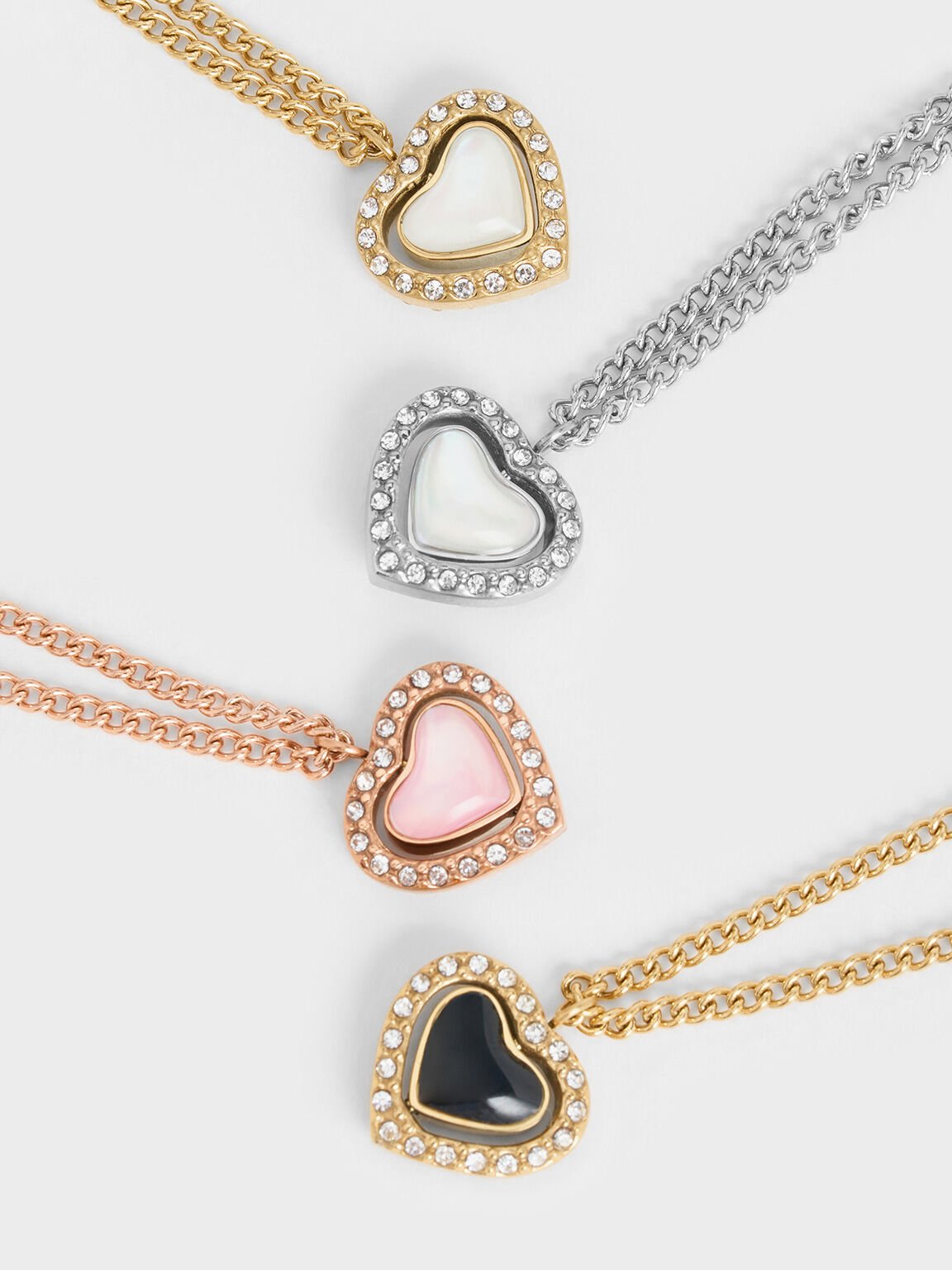 Annalise Crystal Heart-Stone Necklace, Brush Gold, hi-res