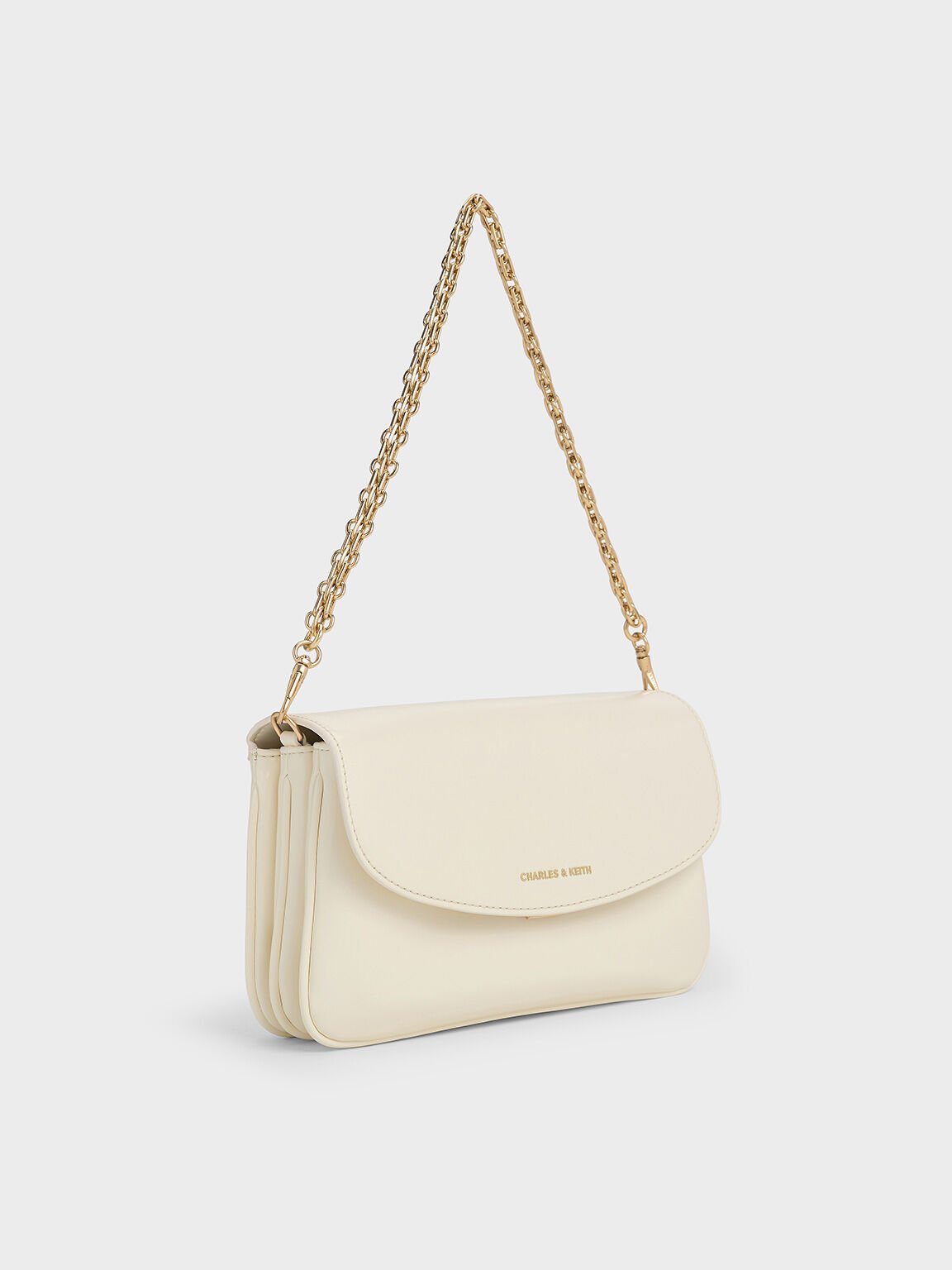 Caia Front Flap Shoulder Bag, Cream, hi-res