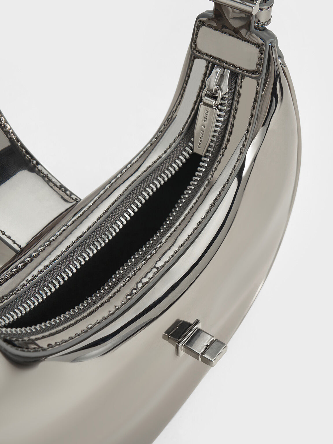 Trice Metallic Accent Belted Shoulder Bag, Pewter, hi-res