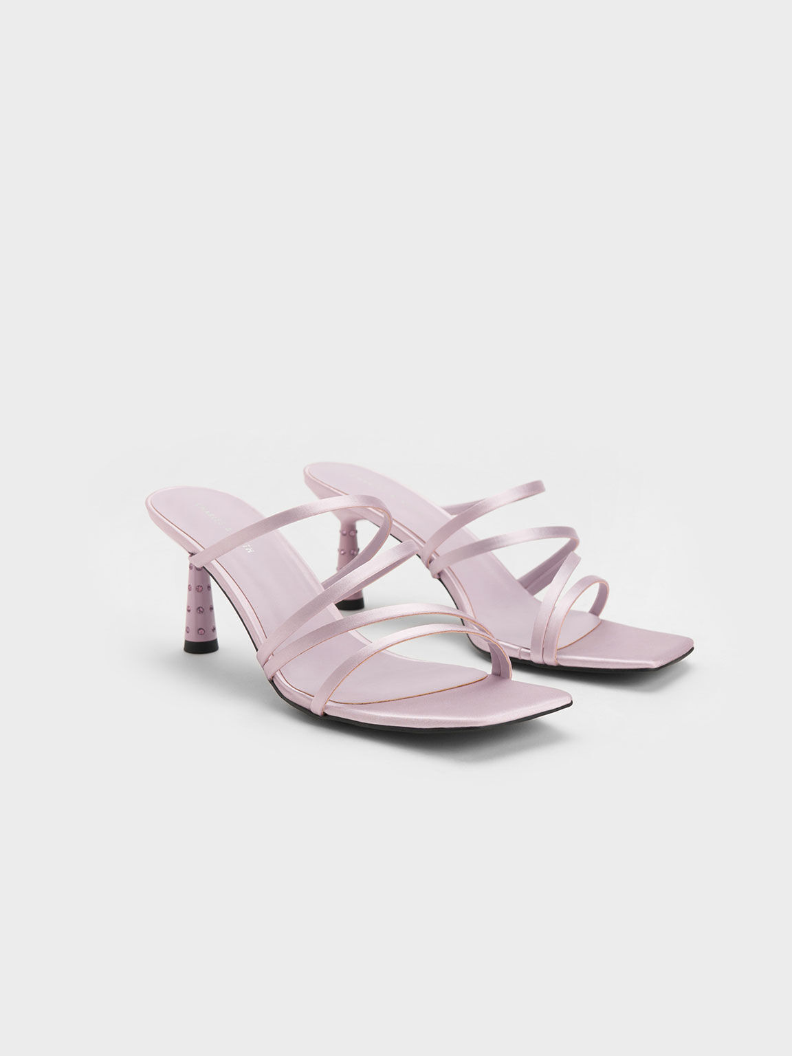 Embellished Cone Heel Sandals, Lilac, hi-res