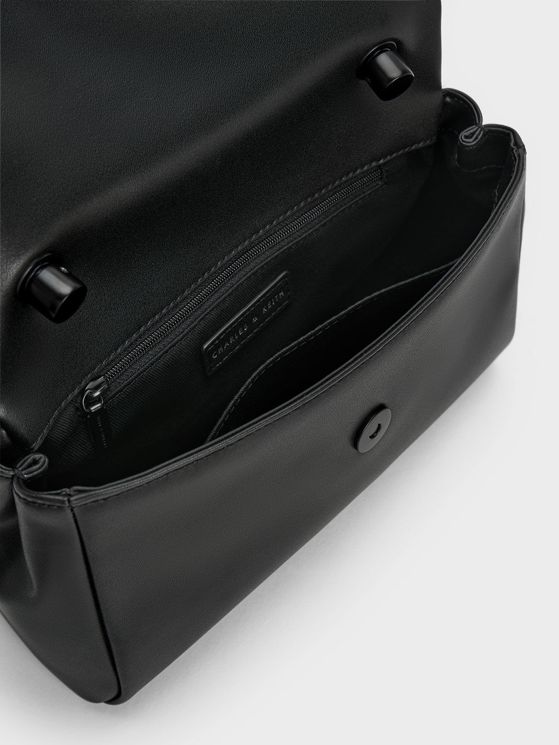 Black Curved Handle Shoulder Bag - CHARLES & KEITH TH