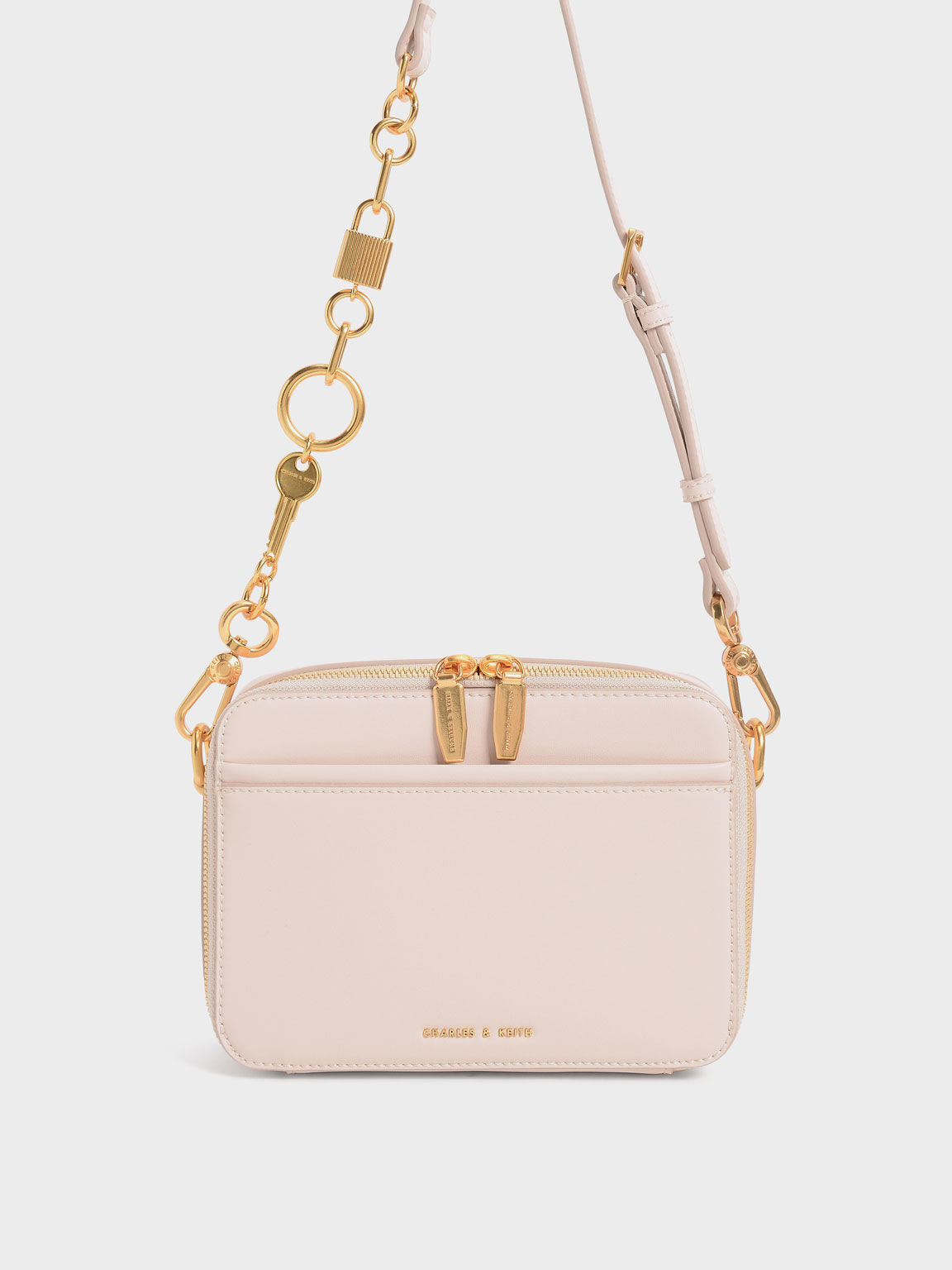 CHARLES & KEITH Chain Cross Body Bag, Light Pink