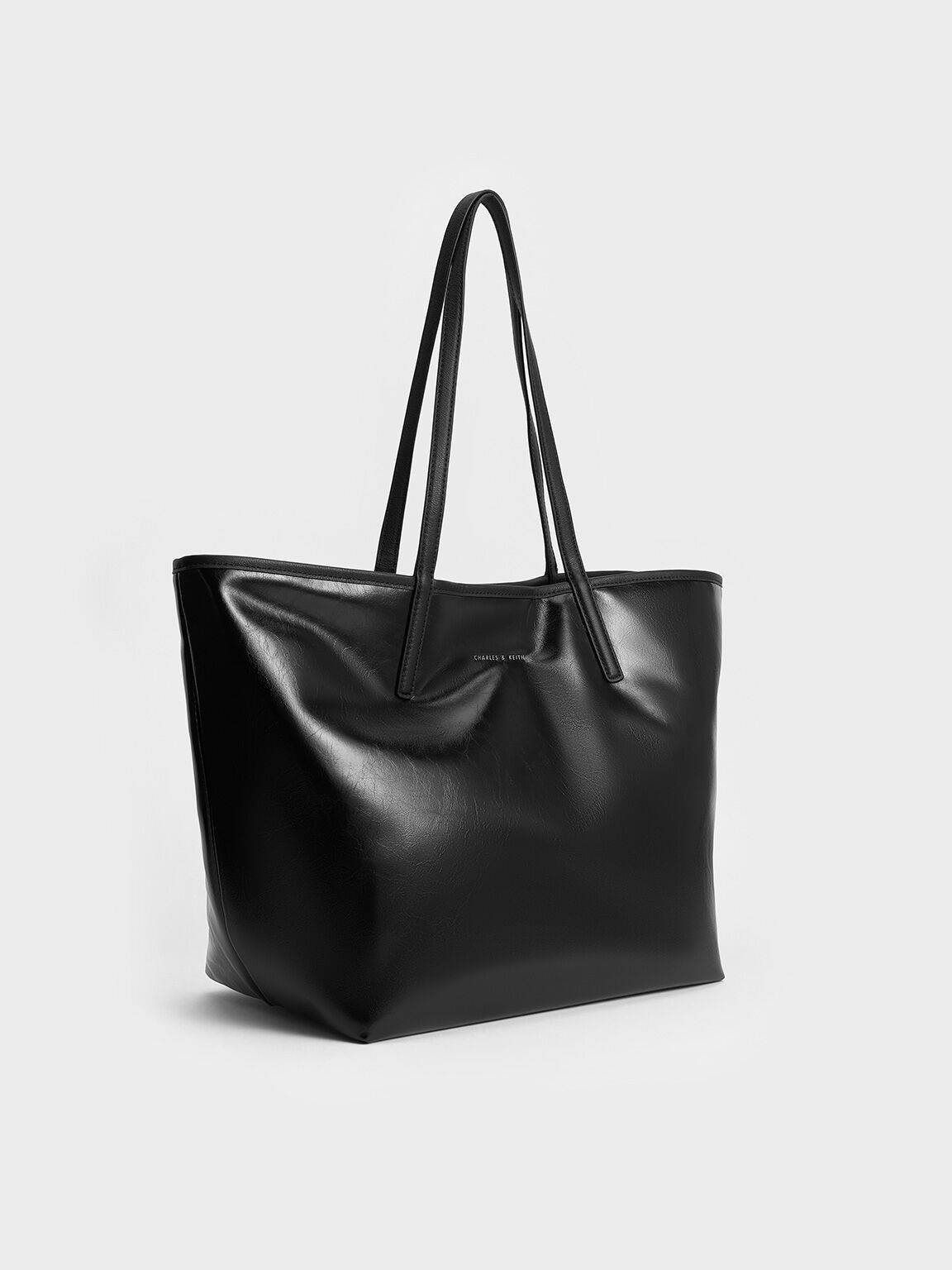 Sianna Crinkle-Effect Reversible Tote Bag, Noir, hi-res