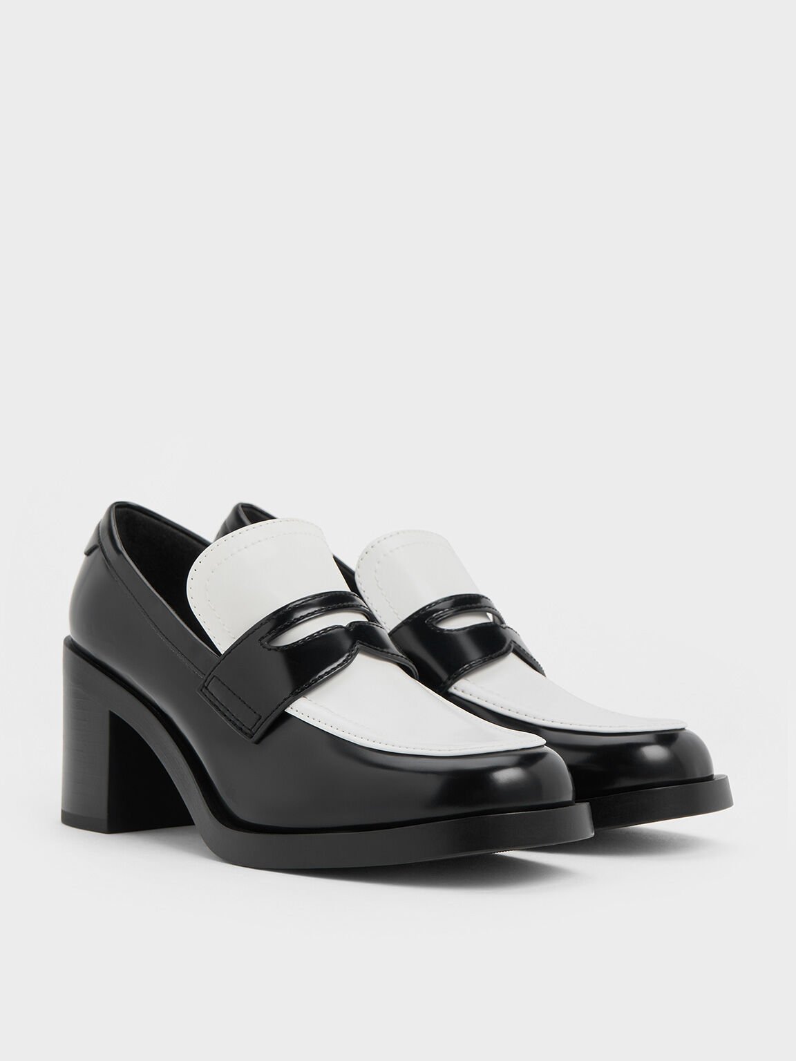 Penny Loafer Block-Heel Pumps, Multi, hi-res