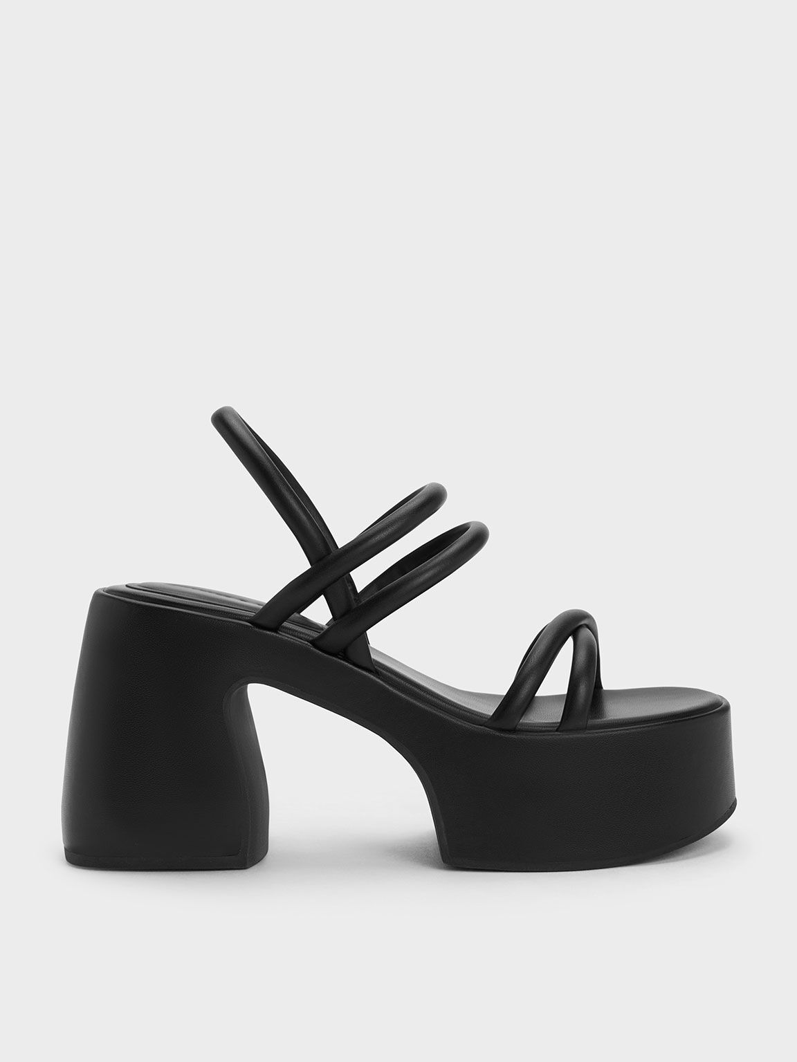 Black Nerissa Tubular Platform Sandals​ - CHARLES & KEITH TH