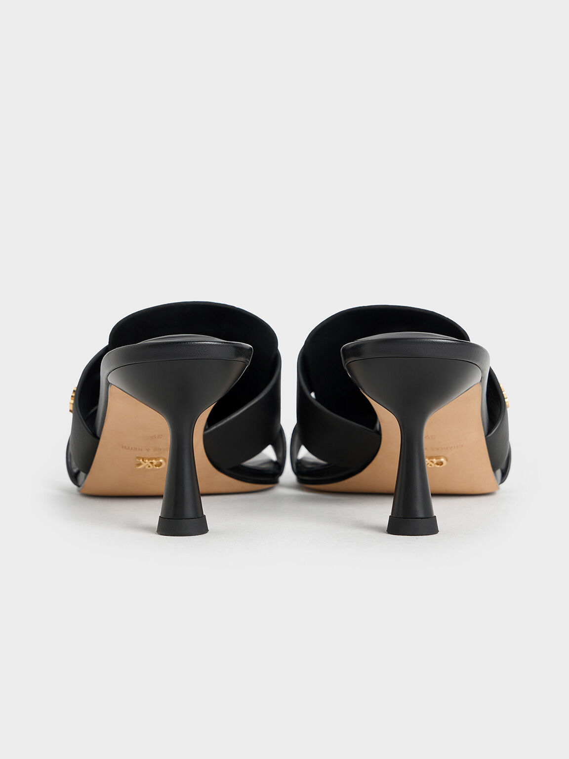 Trichelle Interwoven Leather Spool Heel Mules, Black, hi-res