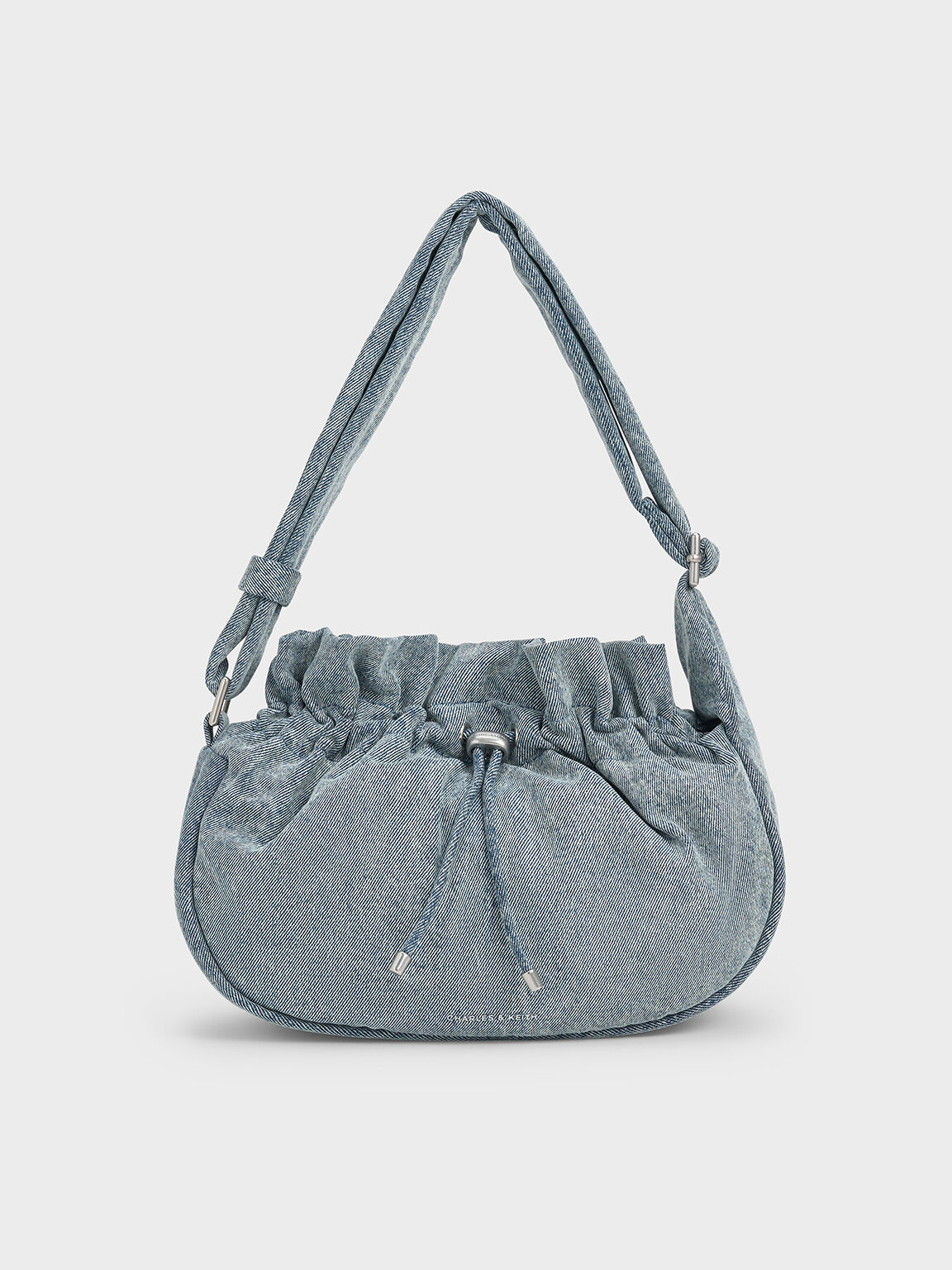 Mini Maisy Denim Ruched Drawstring Hobo Bag, Denim Blue, hi-res