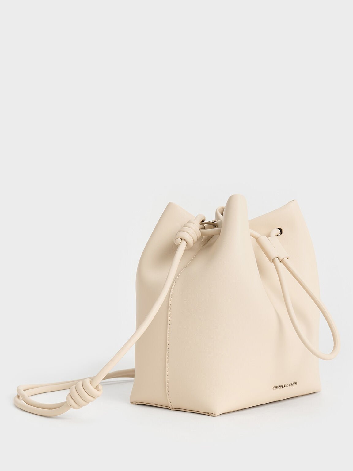 Leia Knotted Bucket Bag, Beige, hi-res