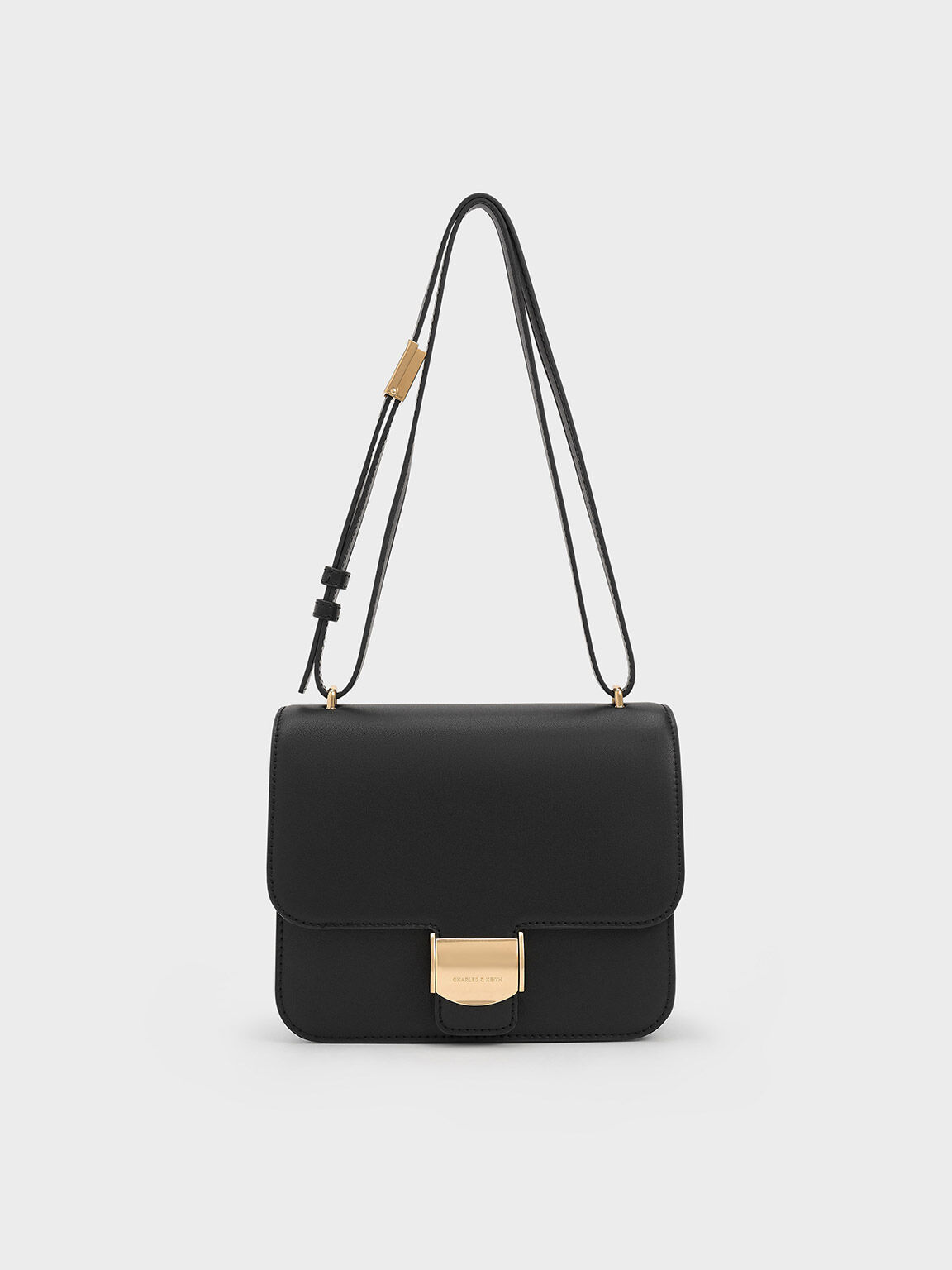 กระเป๋าทรงกล่องรุ่น Violetta, สีดำ, hi-res