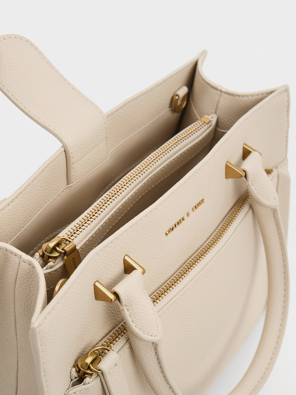 Beige Anwen Structured Tote Bag - CHARLES & KEITH TH