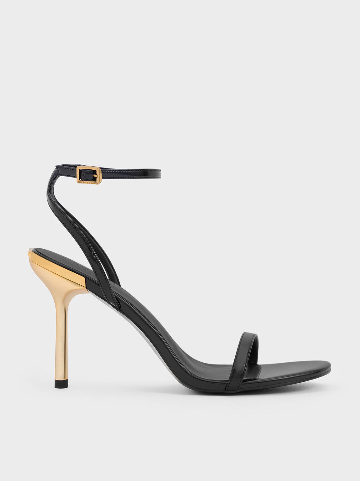 Metallic Stiletto-Heel Ankle-Strap Sandals, Black Boxed, hi-res