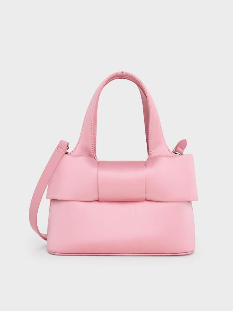 Women’s satin bow bucket bag in flamingo pink - CHARLES & KEITH