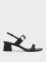 Women’s Yvette double-strap heeled sandals in black – CHARLES & KEITH TH