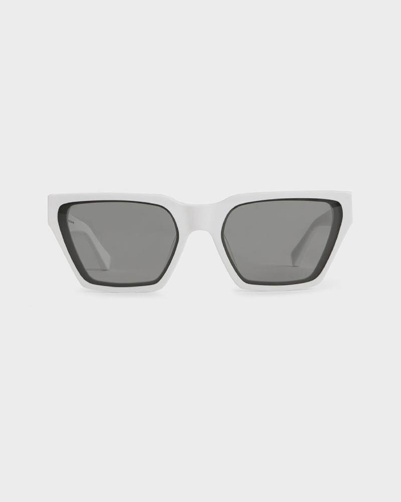 Women’s recycled acetate angular cat-eye sunglasses in white - CHARLES & KEITH