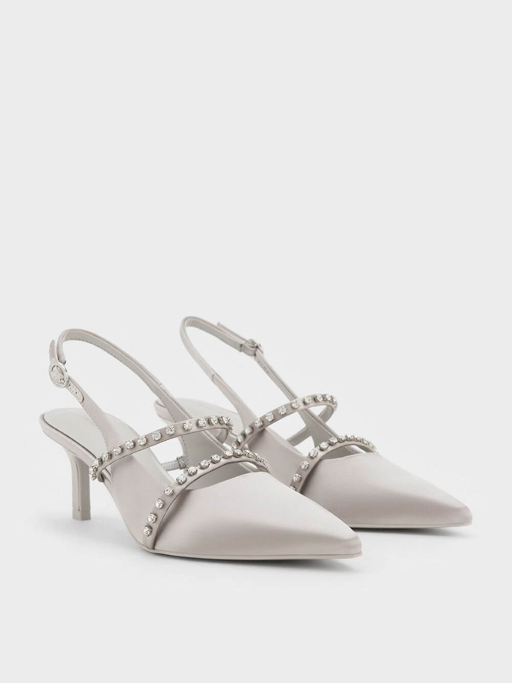 Women’s Satin Crystal-Embellished Mary Jane Pumps - CHARLES & KEITH