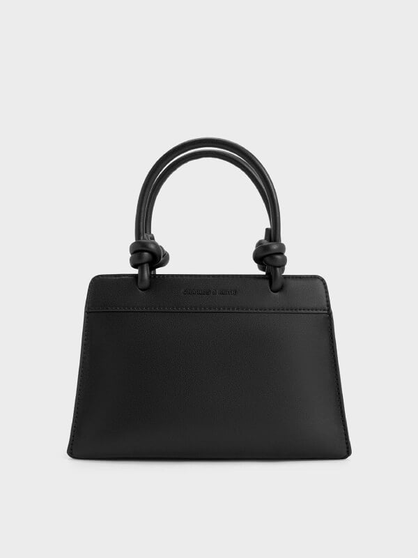 Women’s Sabine knotted-handle trapeze tote bag in jet black - CHARLES & KEITH