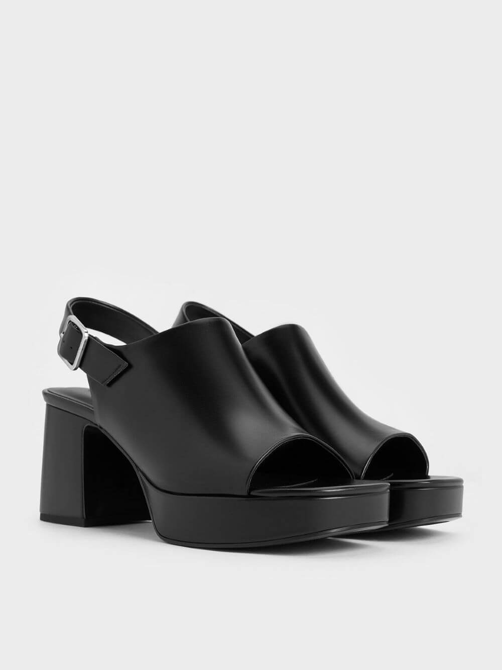 Women’s peep-toe platform sandals in black - CHARLES & KEITH