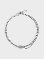 Women’s Keziah double chain-link choker necklace in silver – CHARLES & KEITH TH