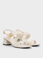 Women’s Yvette double-strap heeled sandals  in chalk – CHARLES & KEITH TH