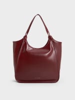 Women’s Sianna crinkle-effect slouchy tote bag in burgundy – CHARLES & KEITH TH