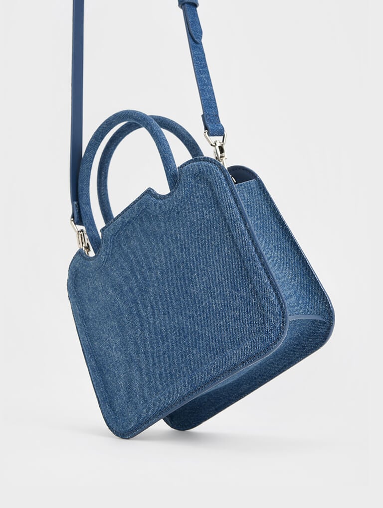 Women’s Perline Sculptural Tote Bag in denim blue – CHARLES & KEITH