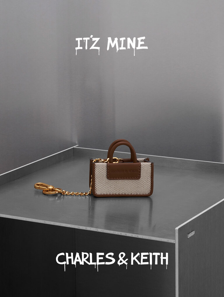 Women’s Astra Canvas Tote Bag, Astra Tote Bag Charm and Mini Astra Canvas Tote Bag, all in chocolate - CHARLES & KEITH