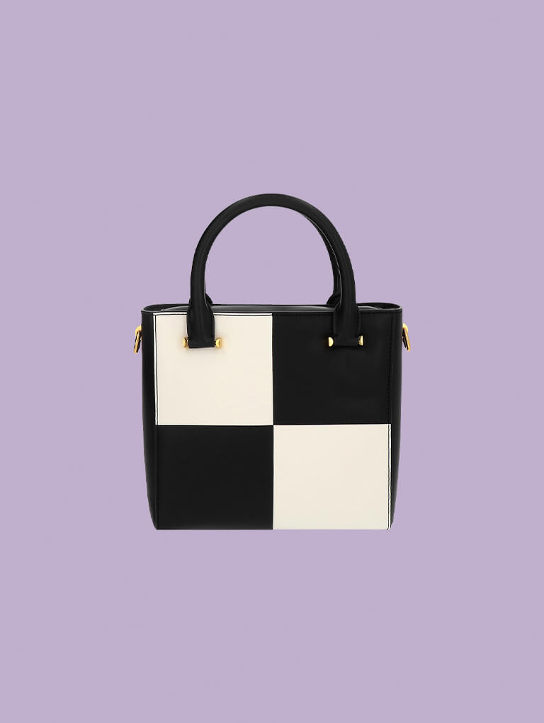 Women’s' Georgette Checkered Square Tote Bag in multi - CHARLES & KEITH