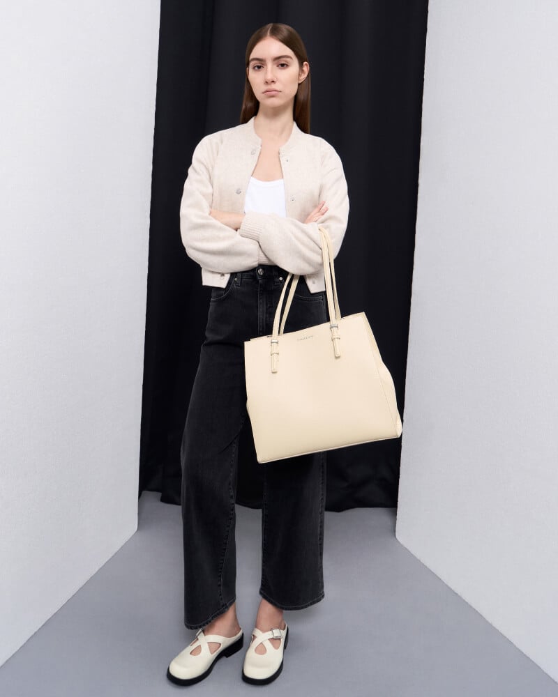 Women’s Sansa tote bag in beige - CHARLES & KEITH