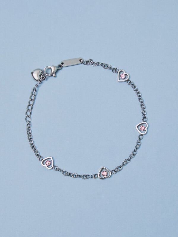 Women’s Malorie heart crystal bracelet in silver - CHARLES & KEITH