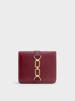 Women’s Agatha chain-accent card holder in burgundy – CHARLES & KEITH TH