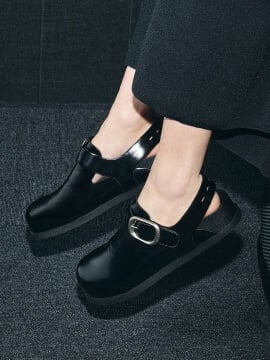 Black Buckled Slingback Mules - CHARLES & KEITH