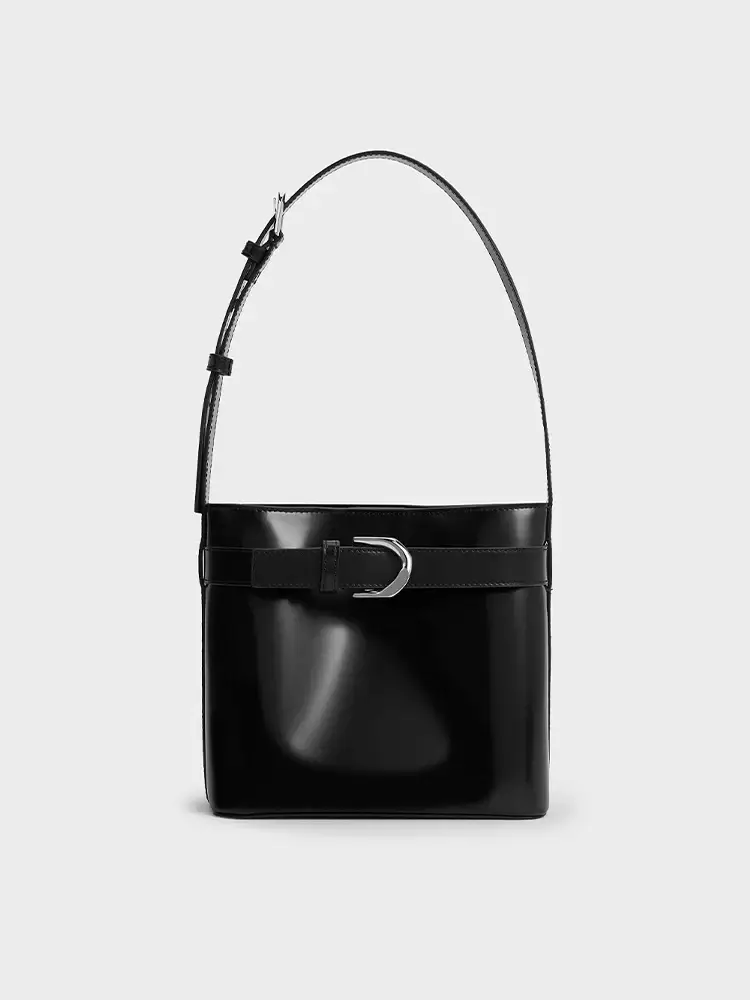 Women’s Gabine leather belted bucket bag - CHARLES & KEITH