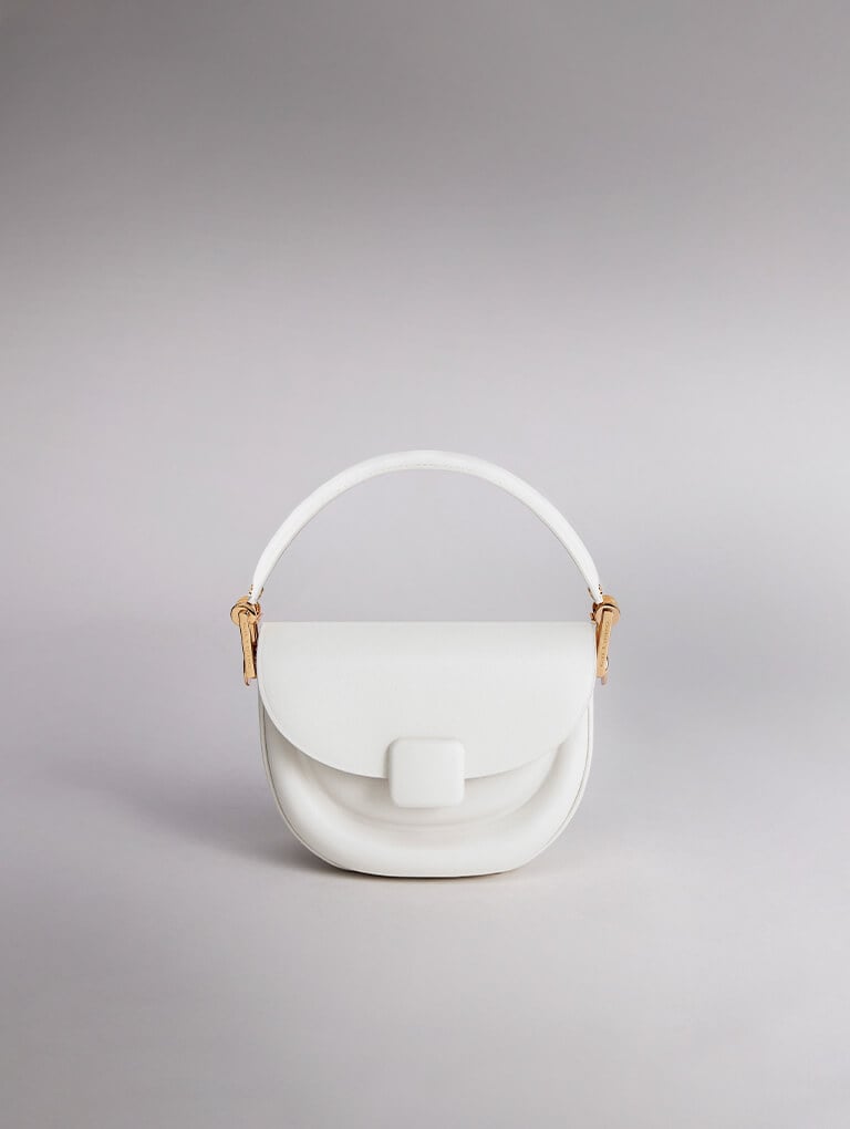 Women’s Koa Half-Moon Saddle Bag in white - CHARLES & KEITH