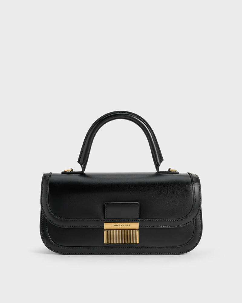 Women’s Charlot elongated top handle bag in black - CHARLES & KEITH