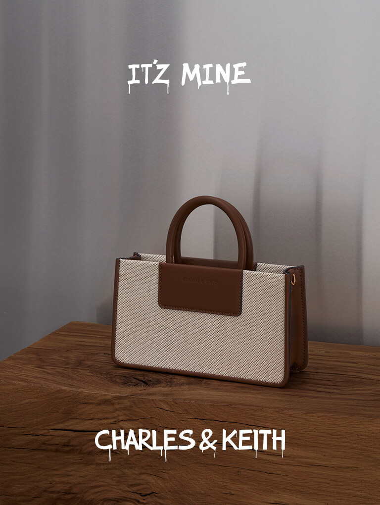 Women’s Astra Canvas Tote Bag, Astra Tote Bag Charm and Mini Astra Canvas Tote Bag, all in chocolate - CHARLES & KEITH