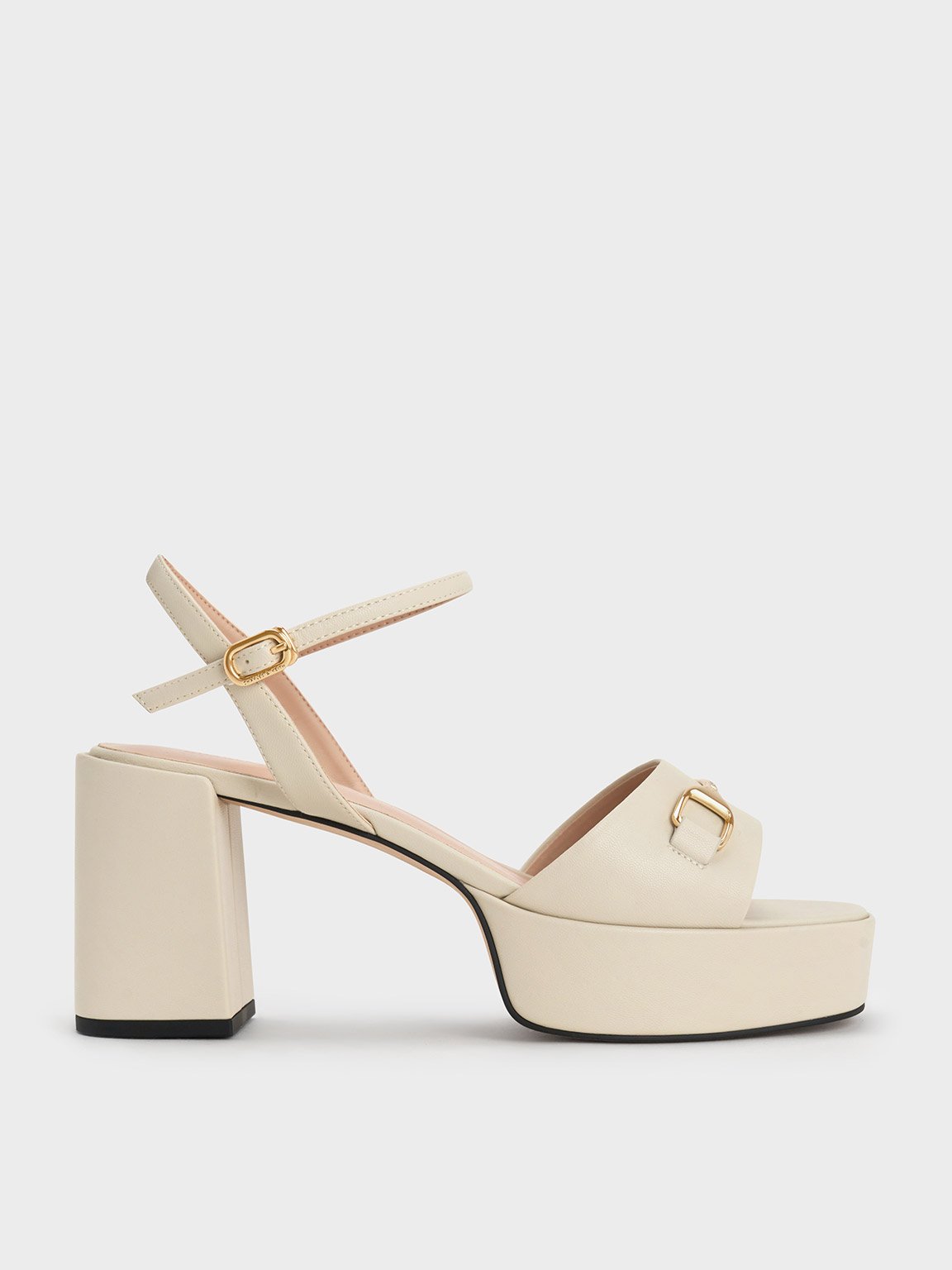 White Metallic Accent Platform Slingback Sandals - CHARLES & KEITH TH