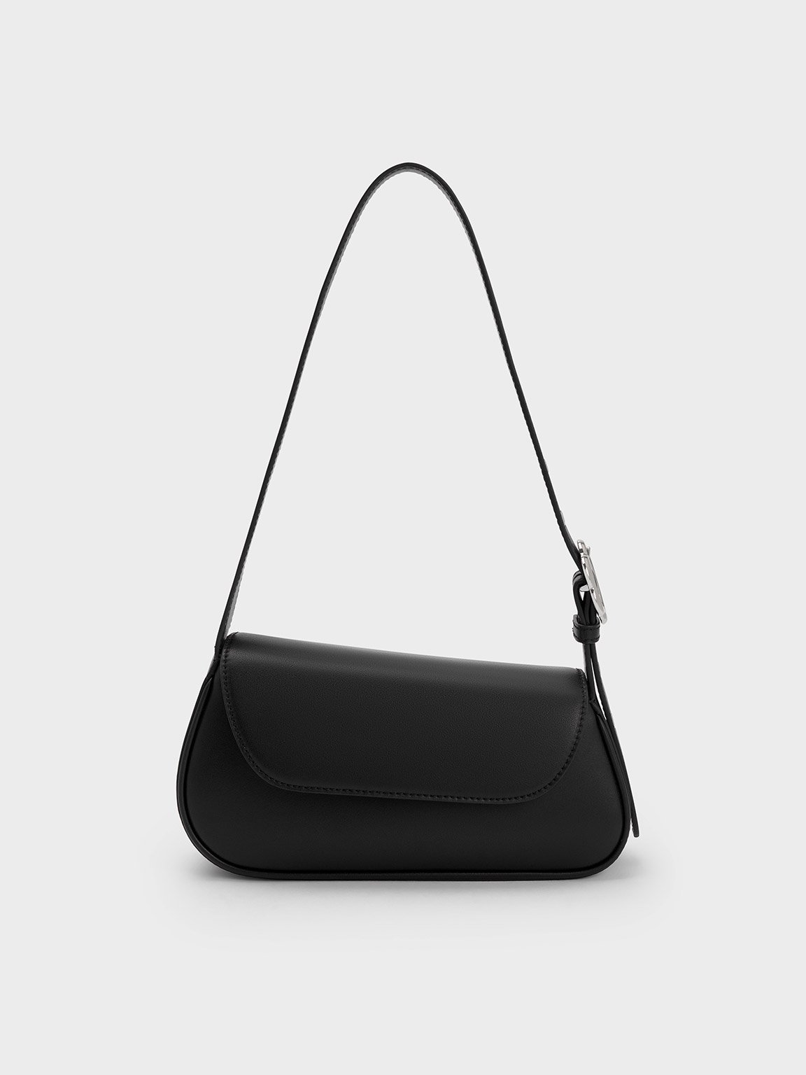 Black Petra Asymmetrical Front Flap Bag CHARLES KEITH TH