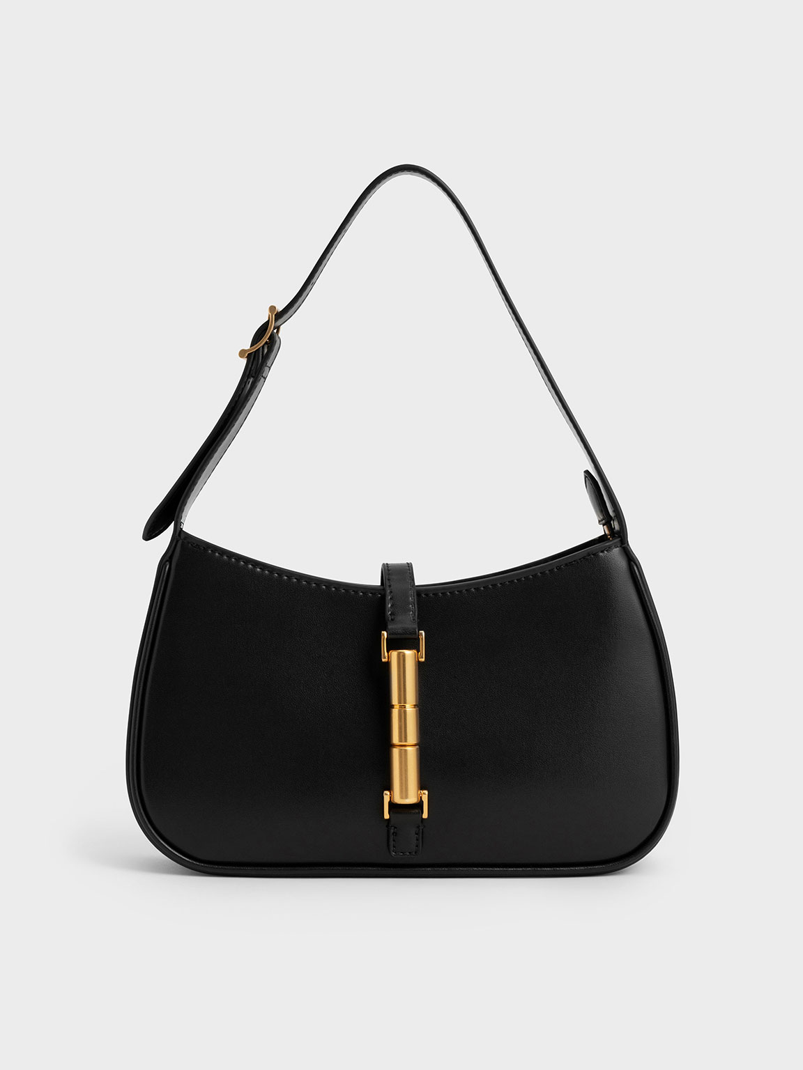 Black Cesia Metallic Accent Shoulder Bag - CHARLES & KEITH TH