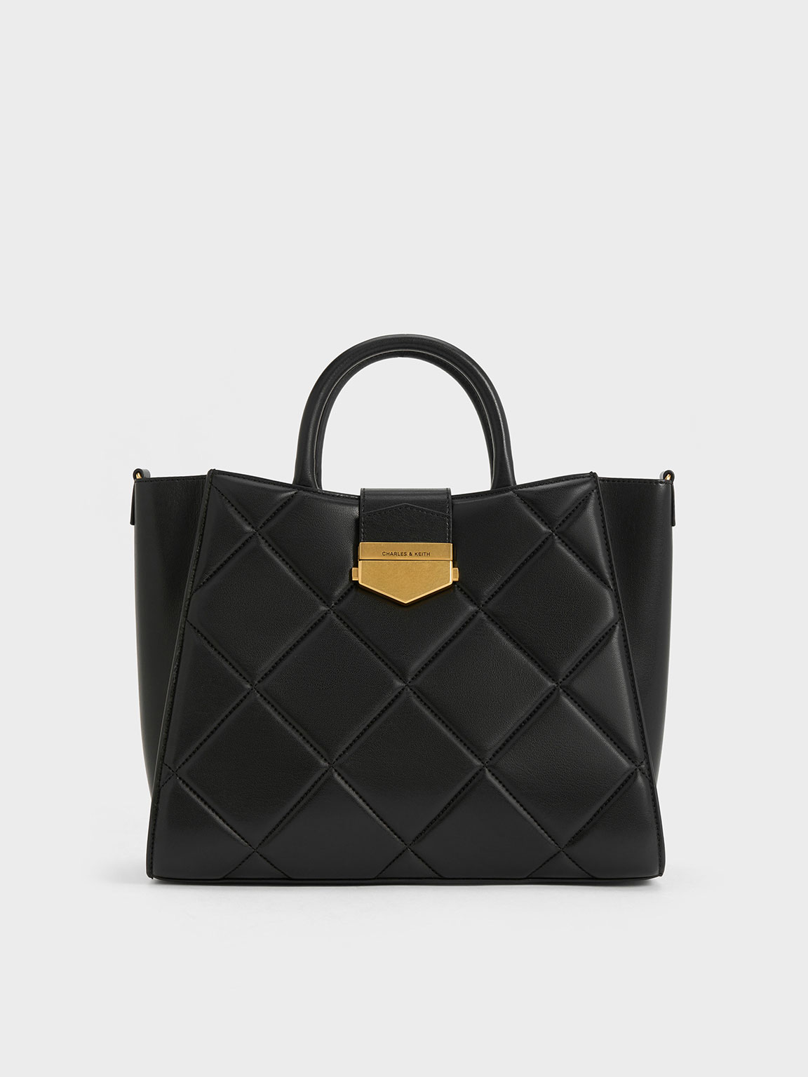 Black Vertigo Quilted Tote Bag CHARLES KEITH TH