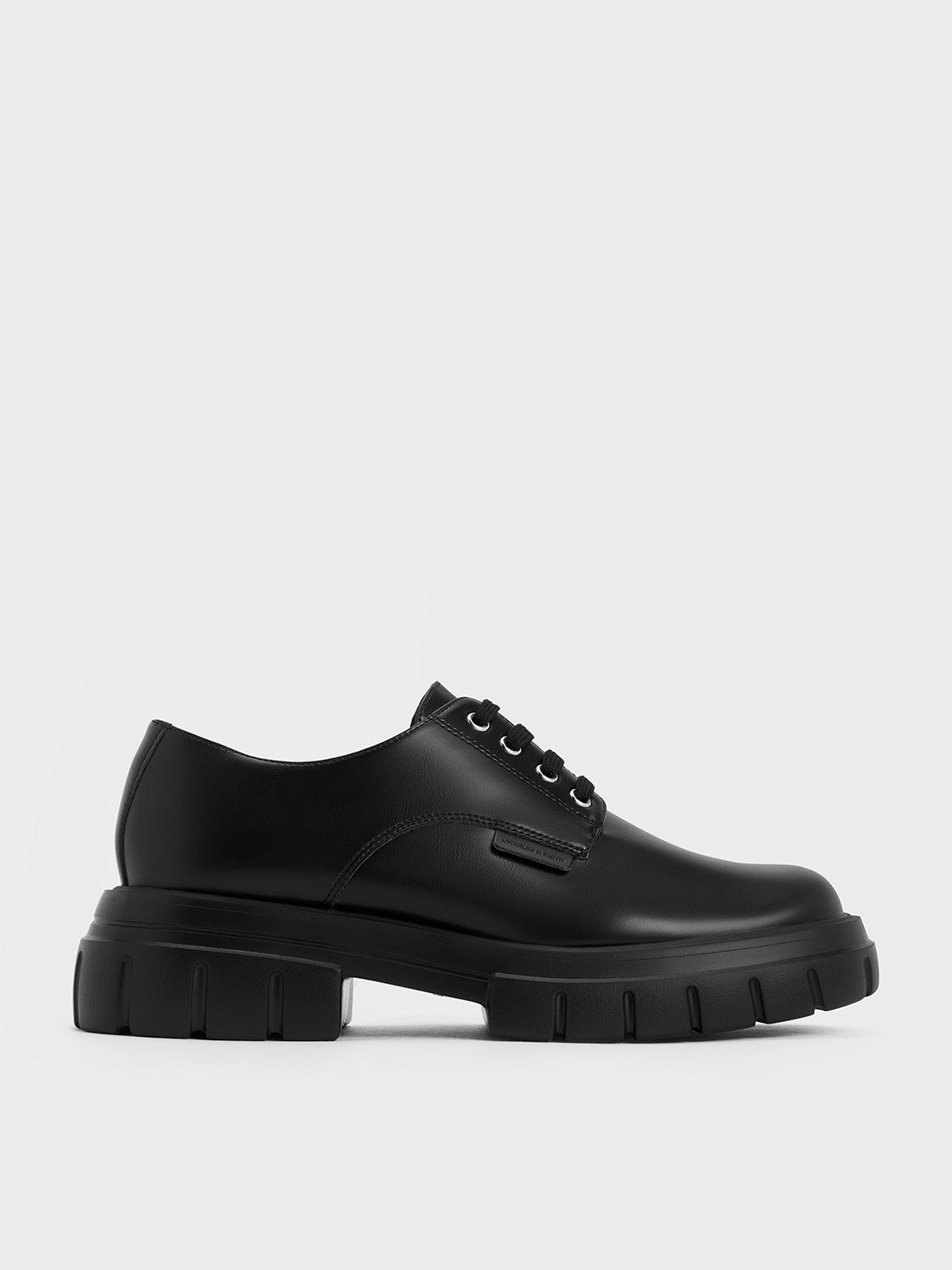 Black Lace-Up Chunky Oxfords - CHARLES & KEITH TH