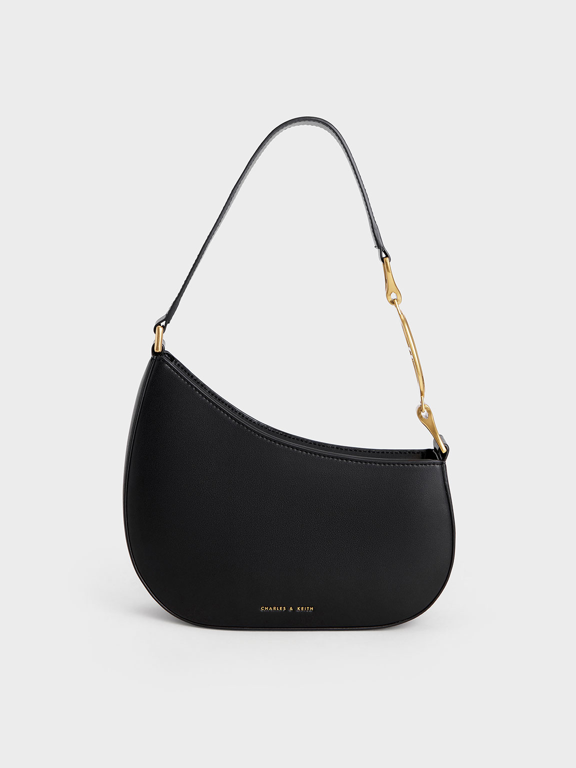 Black Asymmetrical Shoulder Bag - CHARLES & KEITH TH