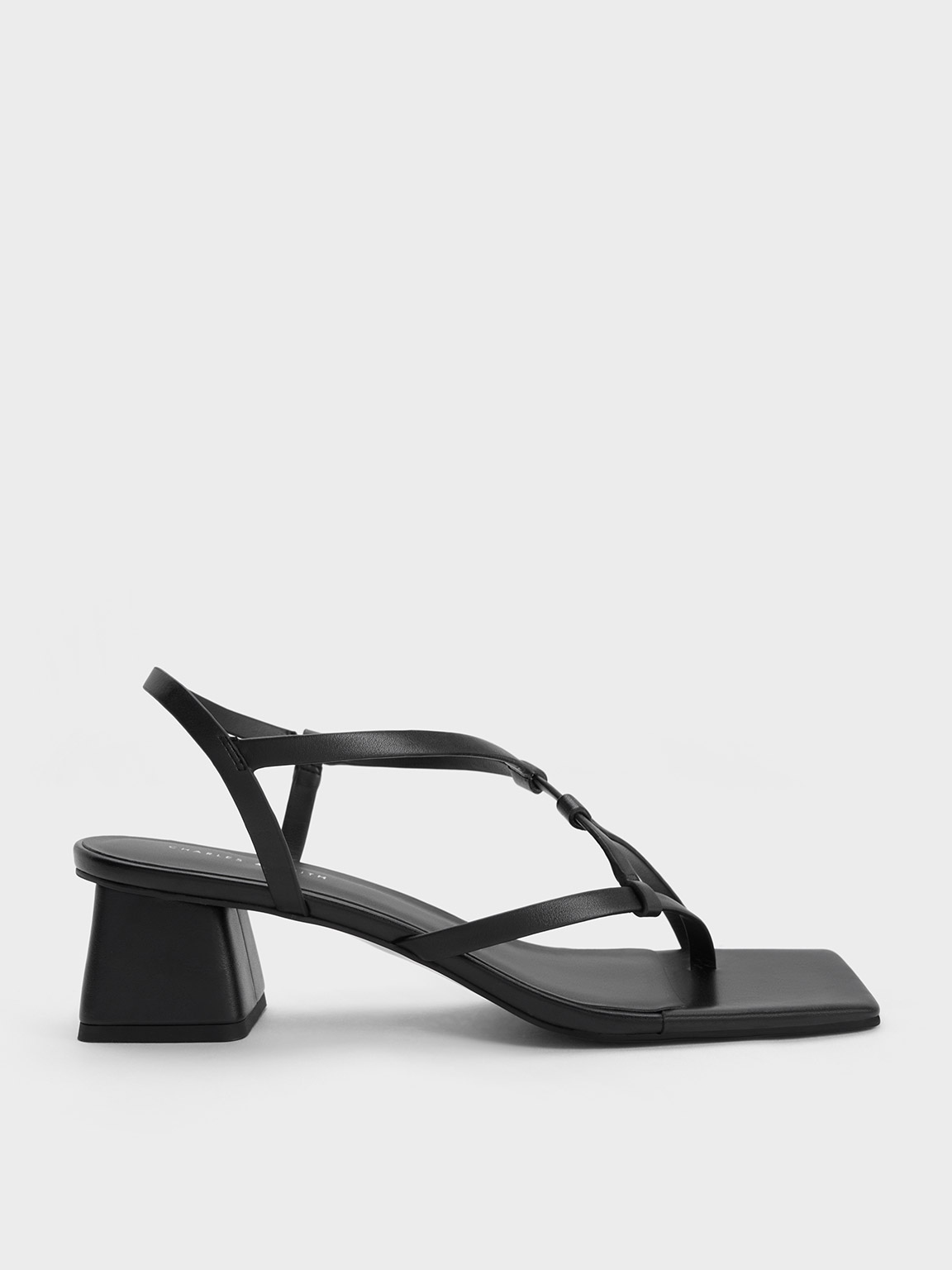 Black Asymmetric Interwoven Thong Sandals - CHARLES & KEITH TH