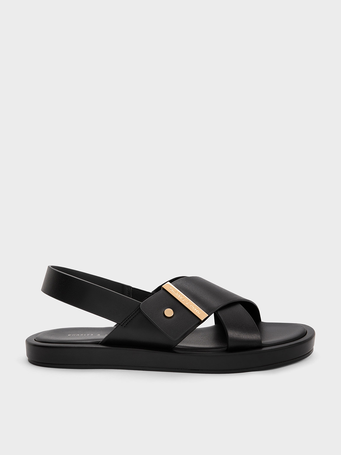 Black Crossover Back Strap Sandals - CHARLES & KEITH TH