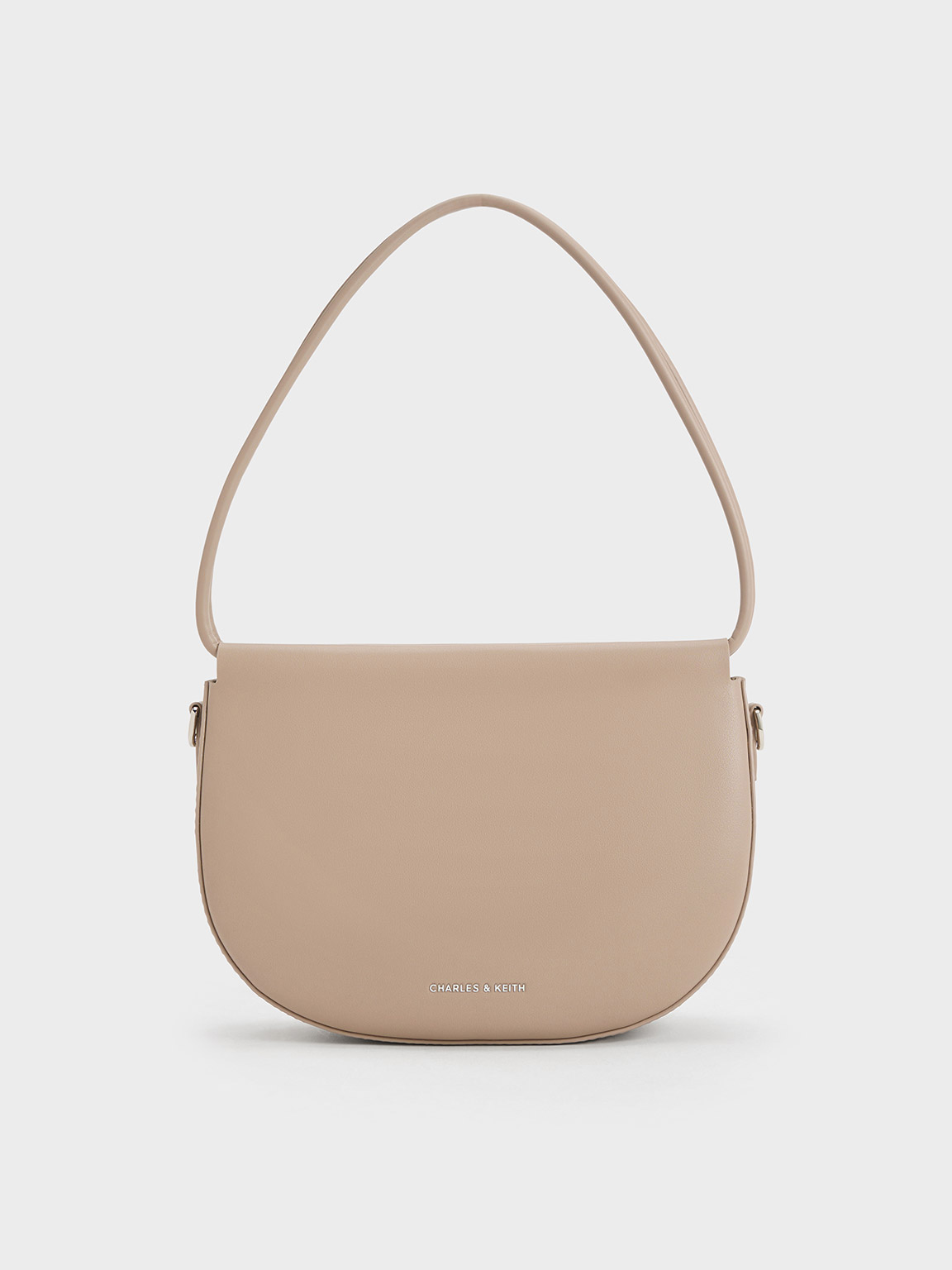 Taupe Elora Curved Top Handle Bag - CHARLES & KEITH TH
