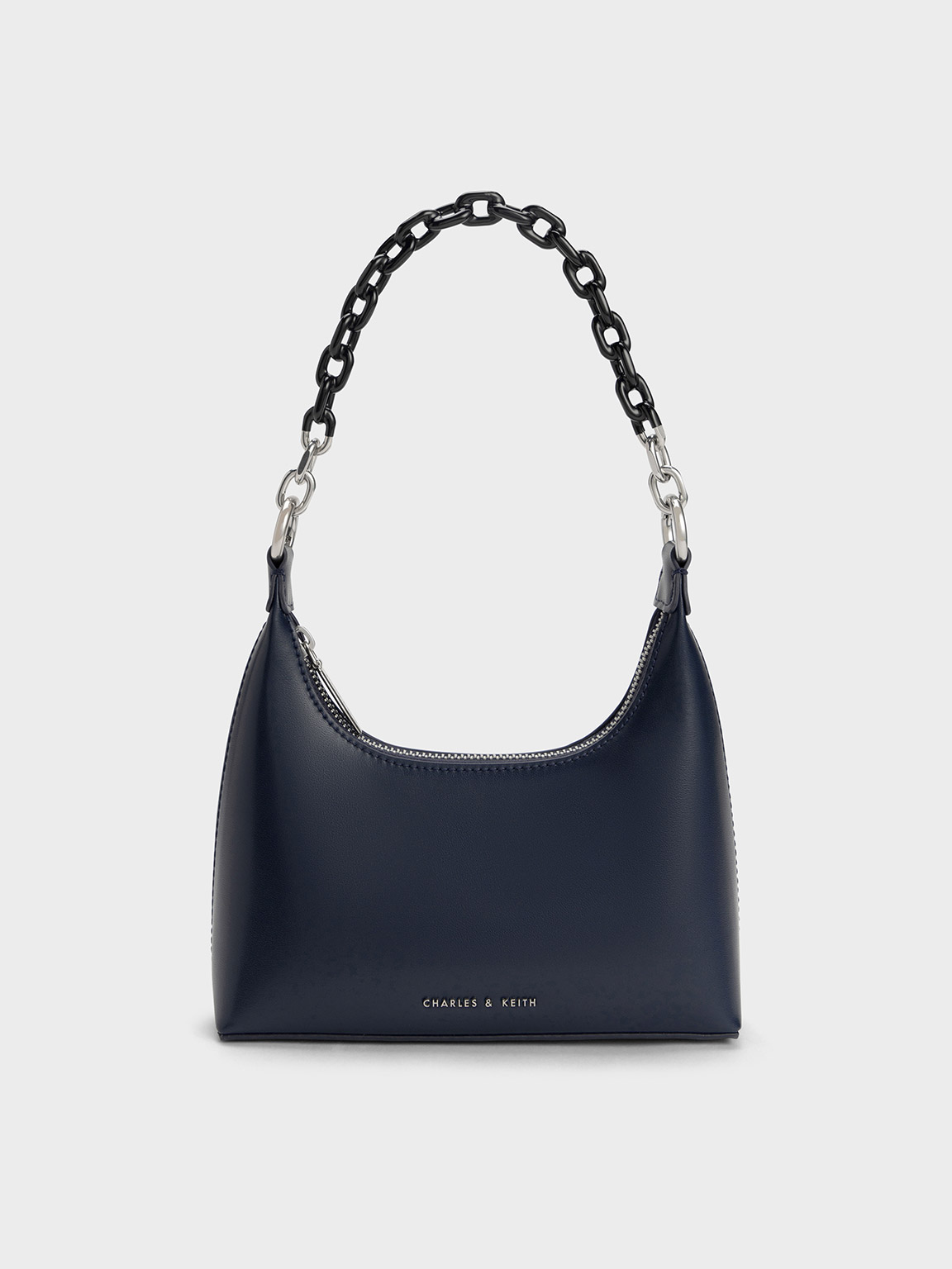 Navy Koi Chain Handle Shoulder Bag - CHARLES & KEITH TH